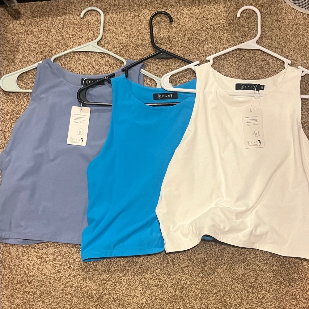 Women's Sleeveless Tops - Blue, White, Gray